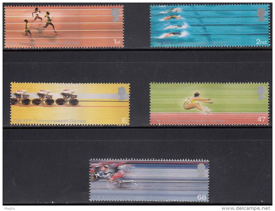 MNH 2002 Great Britain, Commonwealth Games, Swimming, Cycling, Running, Wheelchair Sport For Handicap, Disabled, Health - Neufs