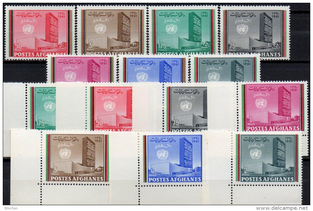 Tag UN 1961 Afghanistan 582/8 Plus ER ** 11€ Hauptquartier New York Architectur Blocchi M/s Bloc UNO Sheet Bf Afghanes - Afganistán