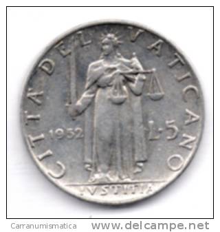 VATICANO 5 LIRE 1952 - Vatican