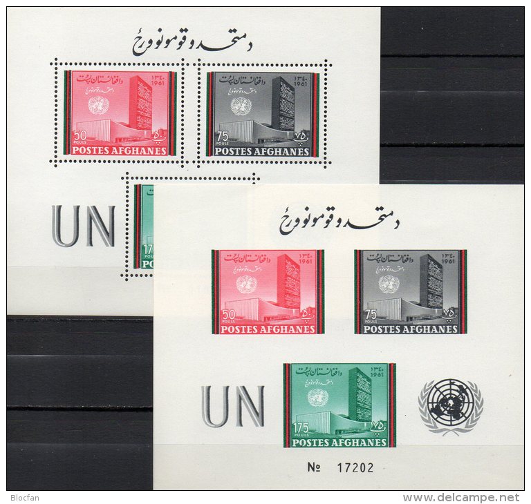 Tag Der UNO 1961 Afghanistan Block 17 A+B ** 9&euro; Hauptquartier New York Hb Ms Architectur Bloc UN Sheets Bf Afghanes - Afghanistan