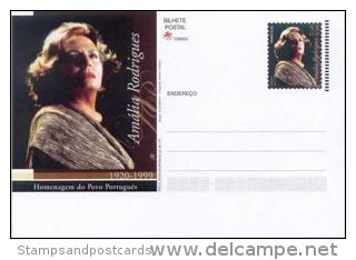 Portugal Amália Rodrigues Chanteuse De Fado Entier Postal Traditional Fado Singer Stationery - Sänger