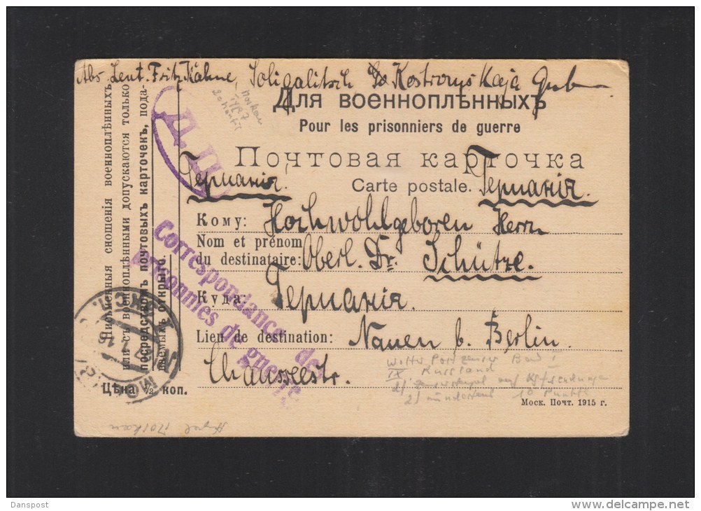 Russland Russia Kriegsgefangenen PK Soligalitsk 1916 - Storia Postale