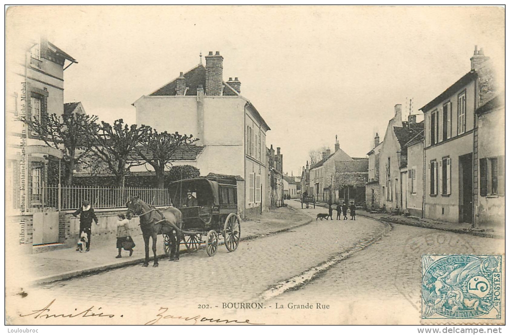 77 BOURRON LA GRANDE RUE AVEC ATTELAGE - Autres & Non Classés