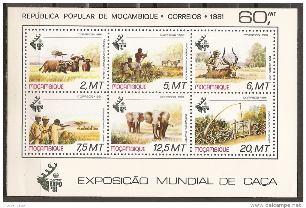 ANIMALES - MOZAMBIQUE 1981 - Yvert #H9 - MNH ** - Elephants