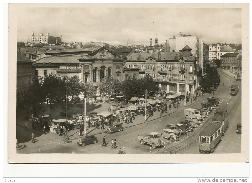 Bratislava Stalinovo Nam Staline Tramway Tram Auto Real Photo - Slovaquie