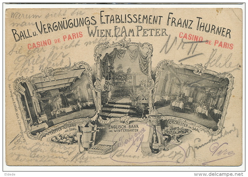 Wien Etablissement Franz Thurner Ball Casino De Paris French Cancan Advert Havana Cigars  Edit Ungar - Autres & Non Classés