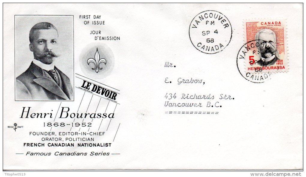 CANADA. N°406 Sur Enveloppe 1er Jour (FDC) De 1968. Journaliste. - 1961-1970