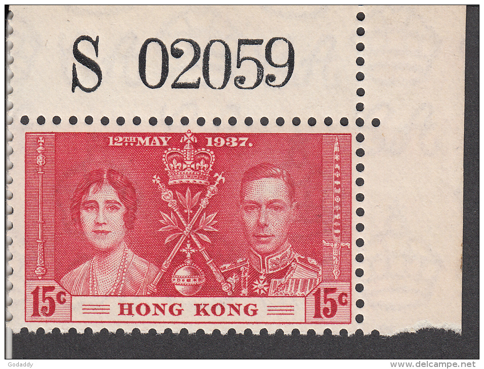 Hong Kong 1937  15c  Coronation  SG138   MNH With Control - Unused Stamps