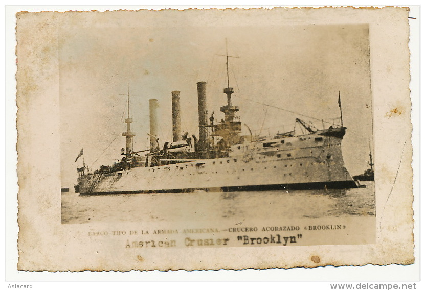 Cuba Spanish American War Real Photo Crusier " Brooklyn " - Cuba