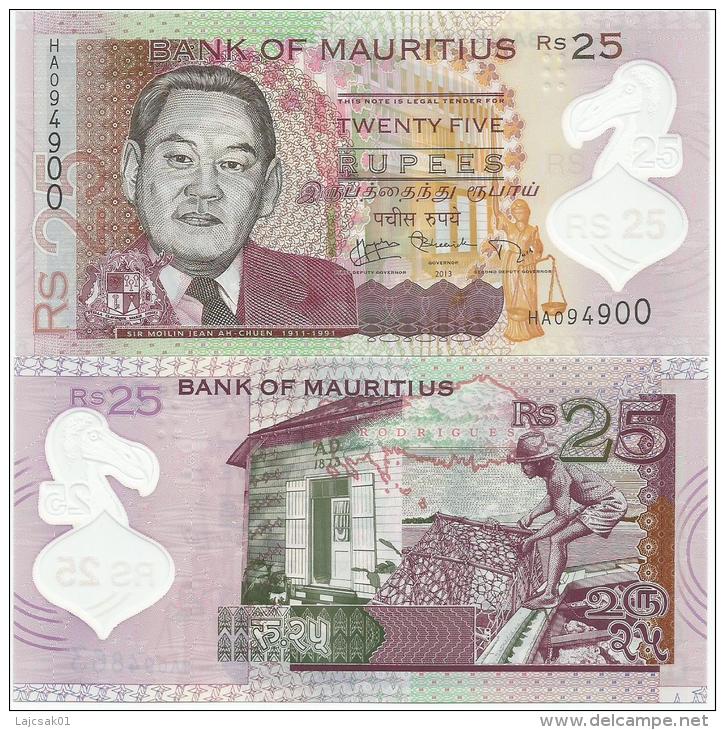 Mauritius 25 Rupees 2013. UNC Polymer - Maurice