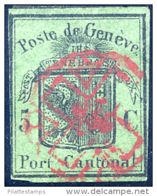 SUISSE GENEVE N° 3A OBLITERE - 1843-1852 Timbres Cantonaux Et  Fédéraux