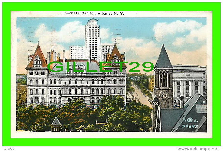 ALBANY, NY - SATE CAPITOL - TRAVEL IN 1932 - PUB. BY O.S. PULMAN - F. & S. - - Albany