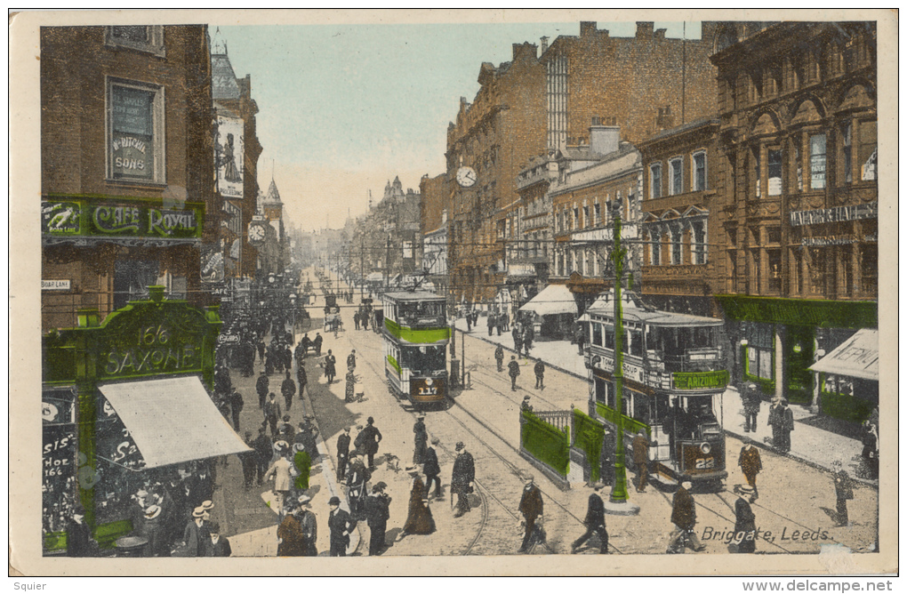 Leeds, Briggate, Doubledeckers, Trams - Leeds