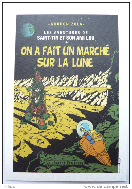 EX-LIBRIS GORDON ZOLA - HOMMAGE A HERGE - TINTIN - LES AVENTURES DE SAINT-TIN Et SON AMI LOU - ON A FAIT UN MARCHE SUR.. - Ilustradores G - I