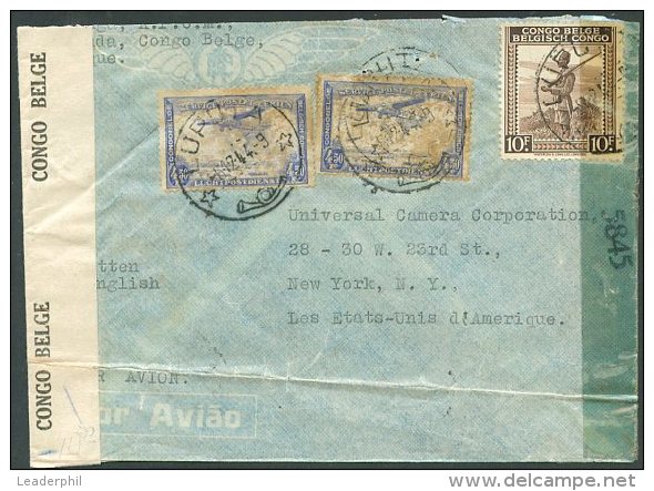 BELGIUM CONGO TO USA Air Double Censored Cover LUPUTA Cancellation - Lettres & Documents