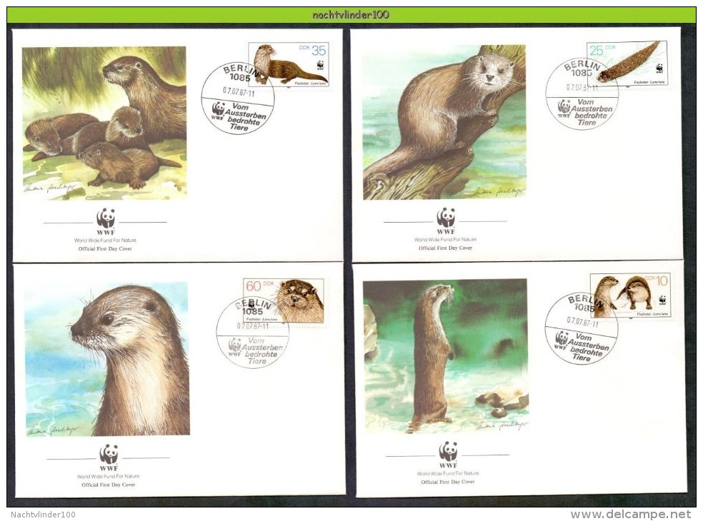 Mwh052fb WWF FAUNA ZOOGDIEREN EUROPESE OTTER LUTRA MAMMALS DDR GERMANY 1987 FDC'S - FDC