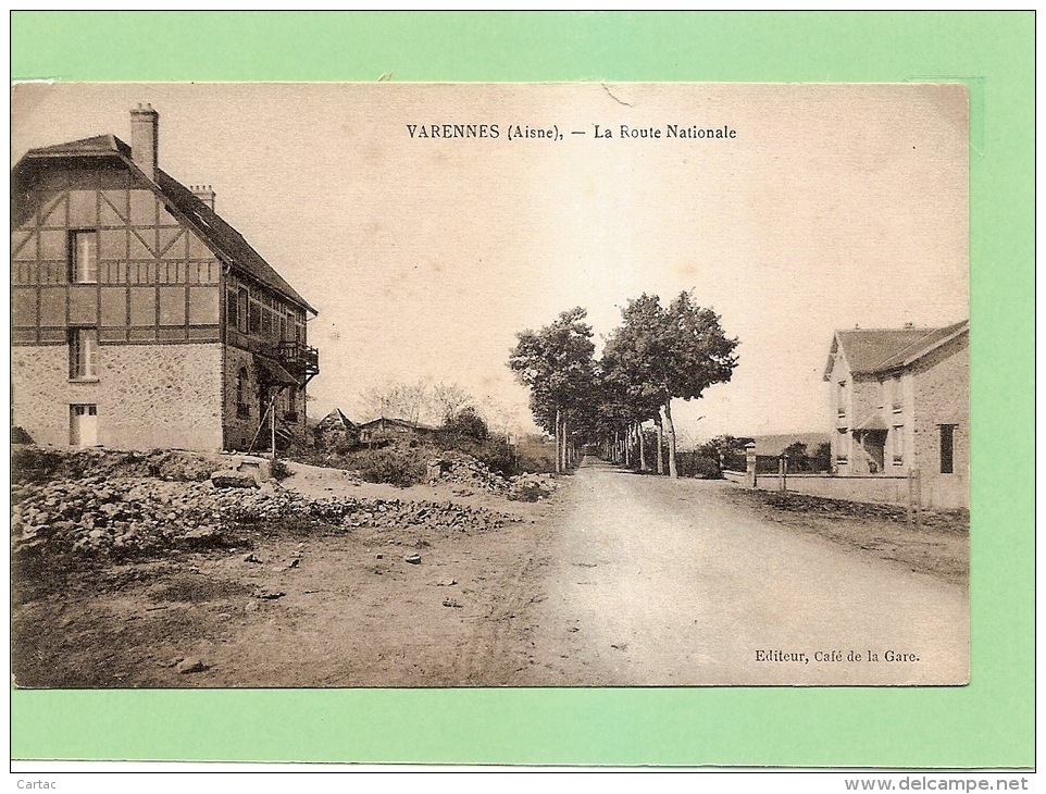 CPA02 - VARENNES - LA ROUTE NATIONALE  -  état Voir Descriptif - Autres & Non Classés