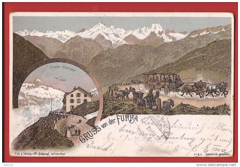 YDiFurk-02 Gruss Von Der Furka Post Poste De La Furka, Précurseur, Cachet 1901 - Other & Unclassified