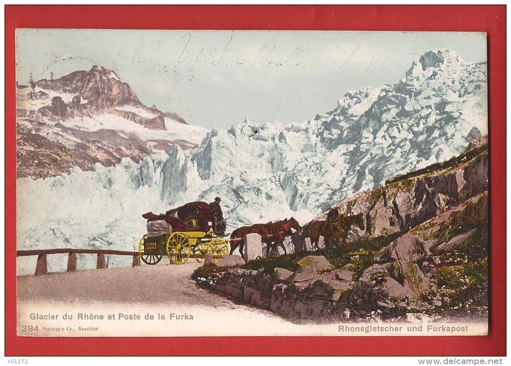 YDiFurk-07 Glacier Du Rhône Et Poste De La Furka, Rhonegletscher Und Furkapost.  Cachet 1905 Gletscher - Other & Unclassified