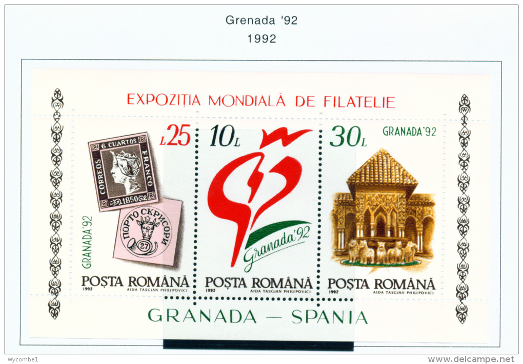 ROMANIA - 1992  Granada Stamp Exhibition Miniature Sheet  Unmounted Mint - Neufs