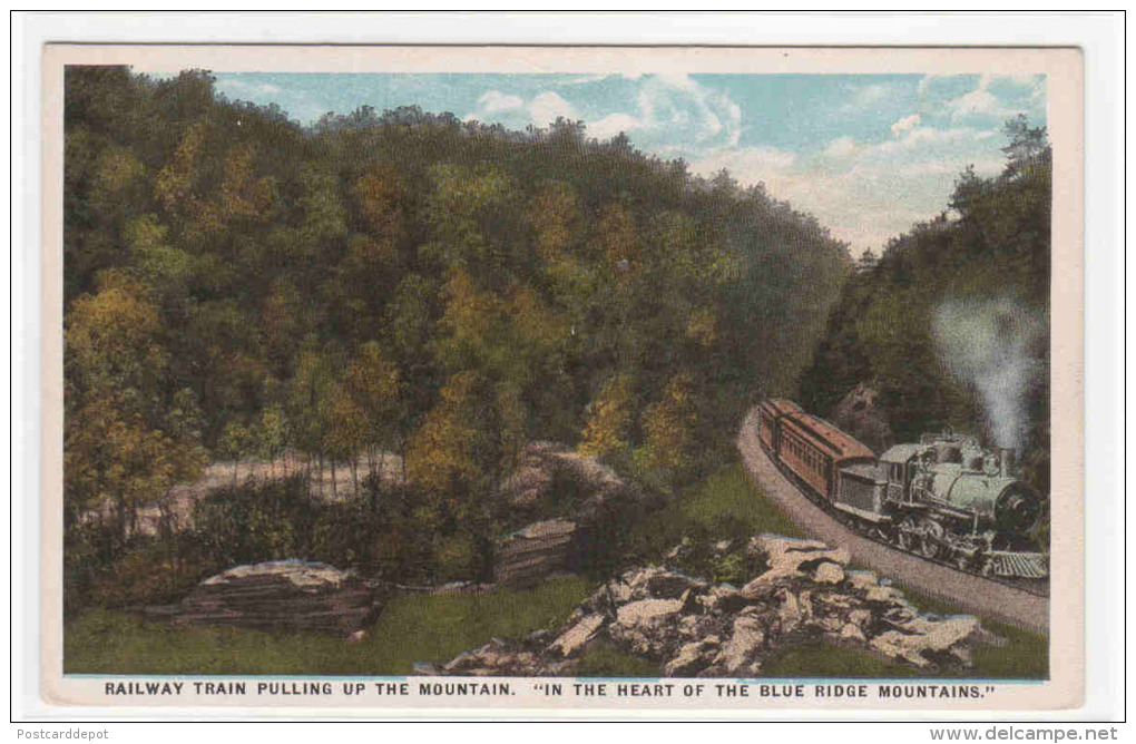 Railroad Train In Blue Ridge Mountains North Carolina 1920c Postcard - Treinen