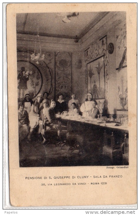 1929 CARTOLINA PENSIONE DI S. GIUSEPPE DI CLUNY - SALA DA PRANZO-  ROMA - Cafés, Hôtels & Restaurants