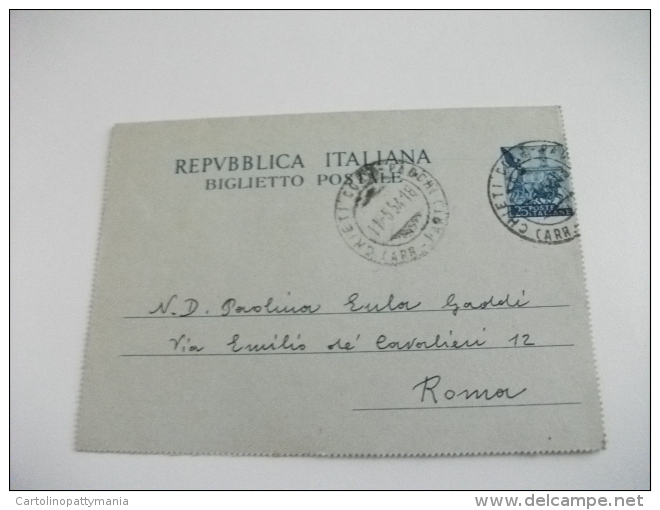 STORIA POSTALE BIGLIETTO POSTALE REPUBBLICA ITALIANA  LIRE 25  TIMBRO CHIETI CORR. PACCHI - 1946-60: Storia Postale
