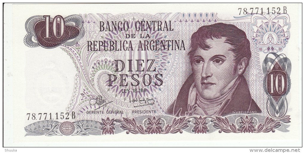 Argentina 10 Peso 1973 Pick 289 UNC - Argentine