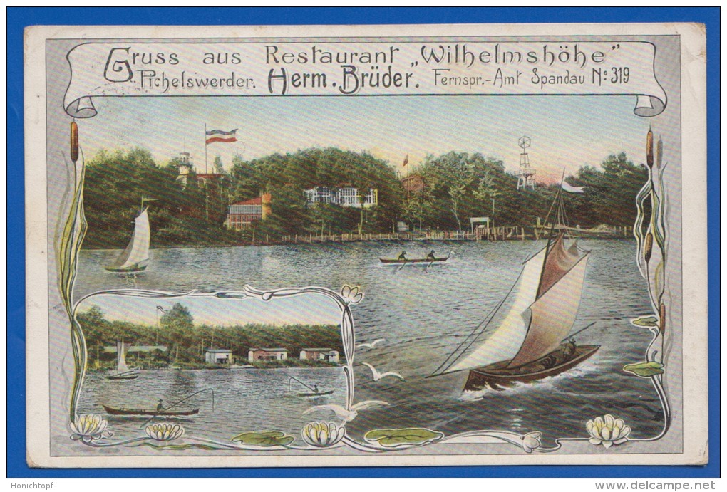 Deutschland; Berlin; Pichelswerder; Restaurant Wilhelmshöhe; Litho 1909 - Spandau