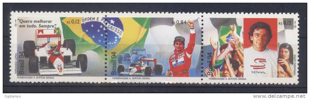 Brasil 1994 YT2213A **  Homenaje A Ayrton Senna. Autos F-1, Bandera. "Quero Melhorar Em Tudo. Sempre" - Neufs