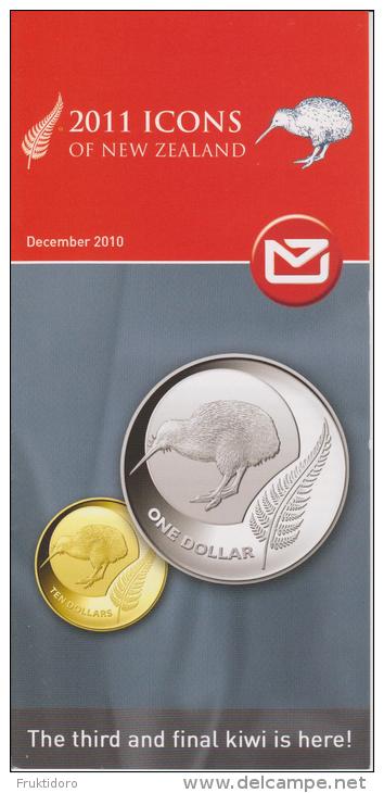 New Zealand Coins 2010 Brochures About Icons Of New Zealand Coin - Kiwi Coin - Maori Art - Heitiki Coin - Supplies And Equipment