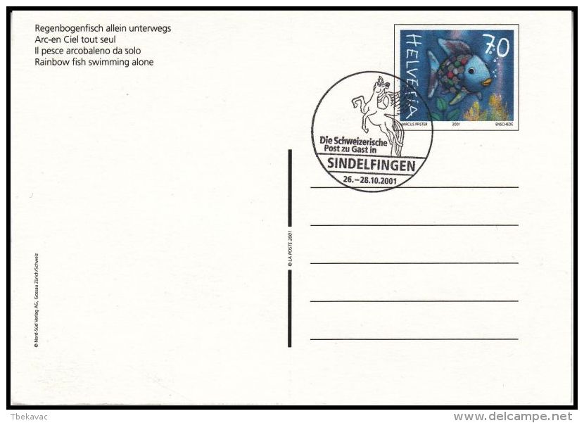 Switzerland 2001, Postal Stationery W./ Postmark Sindelfingen - Brieven En Documenten