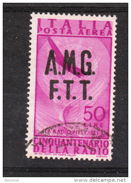 Trieste  A   -   1947.  Aerea  " Radio "  50 £.   Viaggiato, Molto Bello - Poste Aérienne