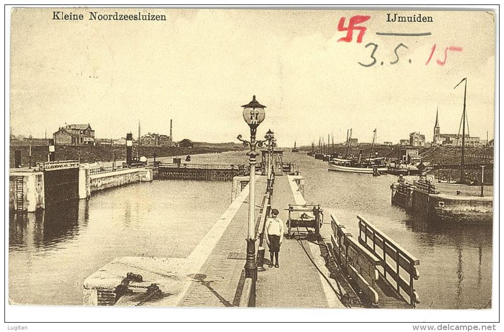 CARTOLINA  -  IJMUIDEN - VEDUTA DEL PORTO  - VIAGGIATA NEL 1915 - OLANDA - IJmuiden