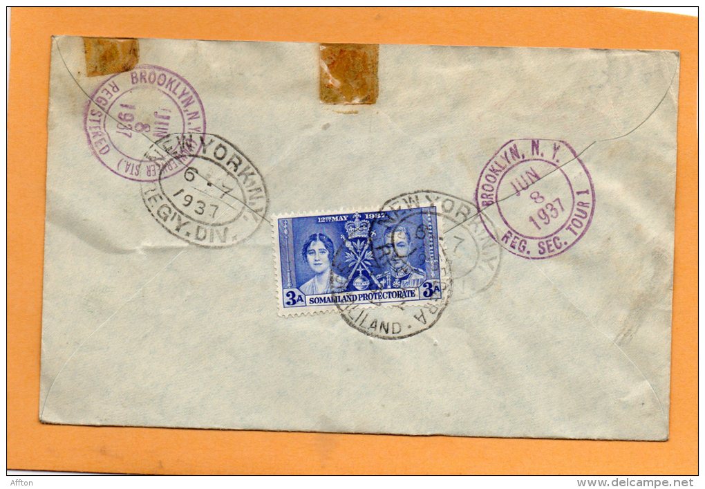 Somaliland Protectorate 1937 Cover Mailed To USA - Somalilandia (Protectorado ...-1959)