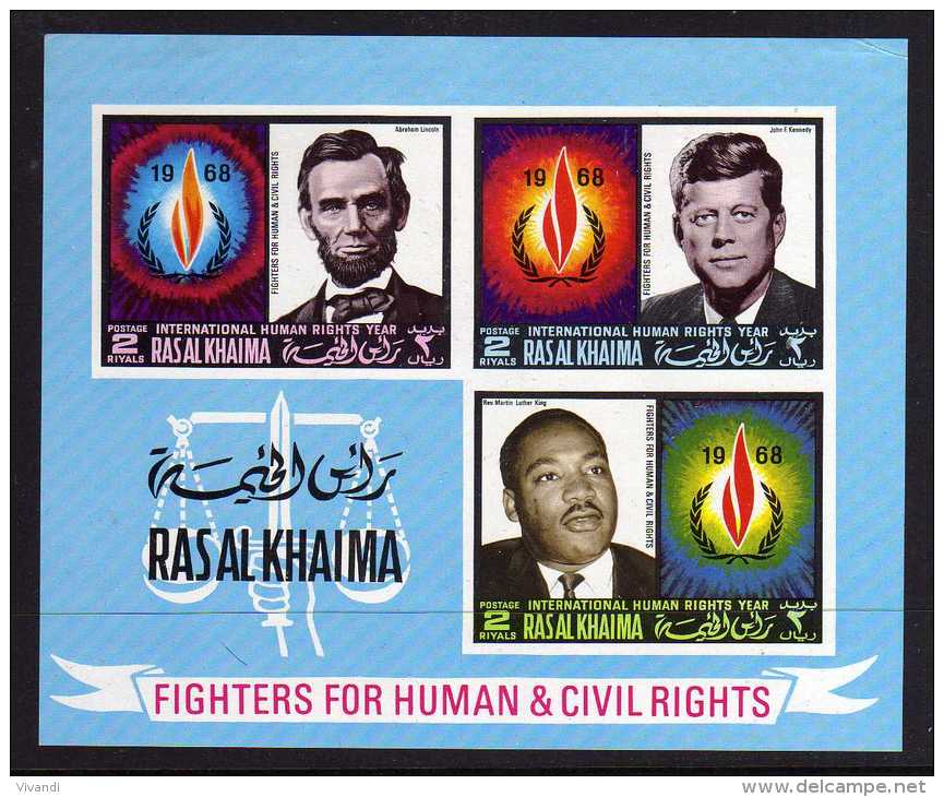 Ras Al Khaima - 1968 - Human Rights Year Miniature Sheet - MH - Ra's Al-Chaima