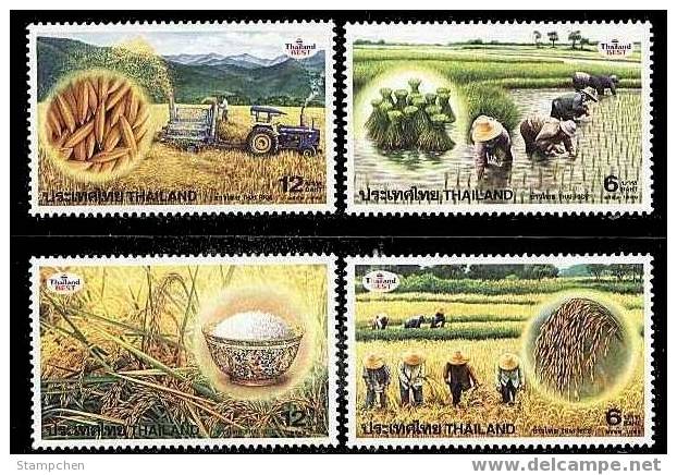 1999 Thailand Thai Rice Farm Stamps Food Farmer Tractor - Other & Unclassified