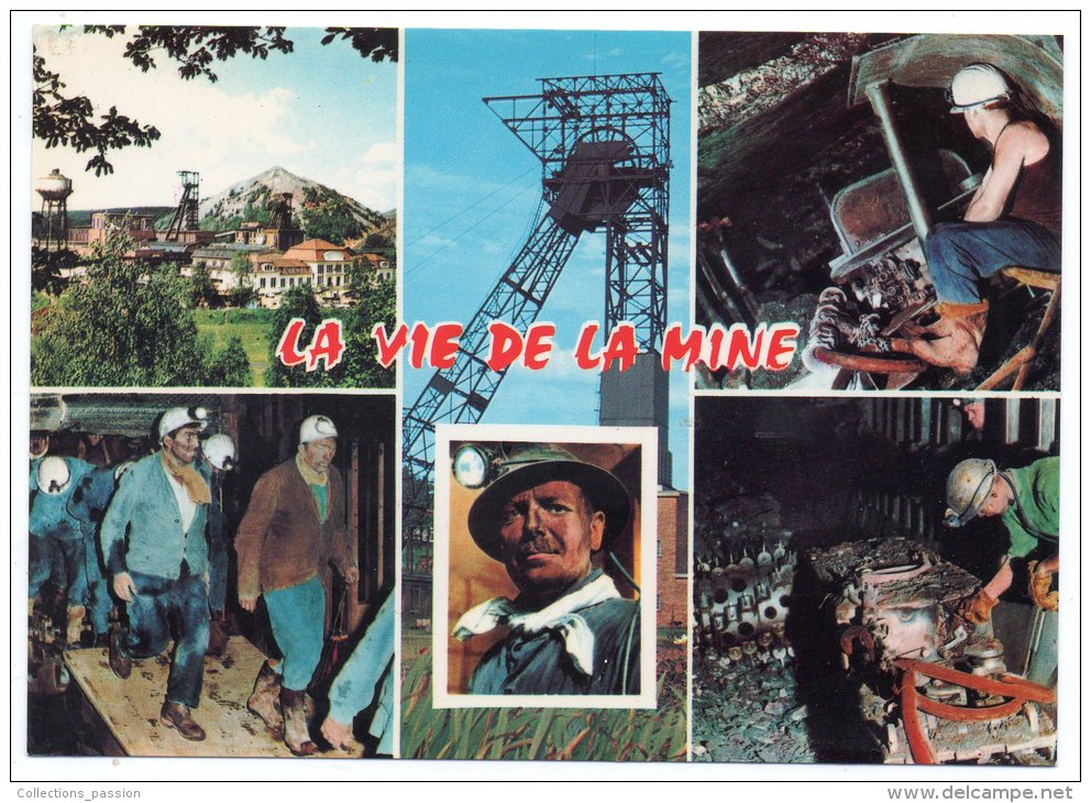 CP, LA VIE DE LA MINE, Multivues, Carte Réponse Jeu, Voyagé En 1995 - Mines