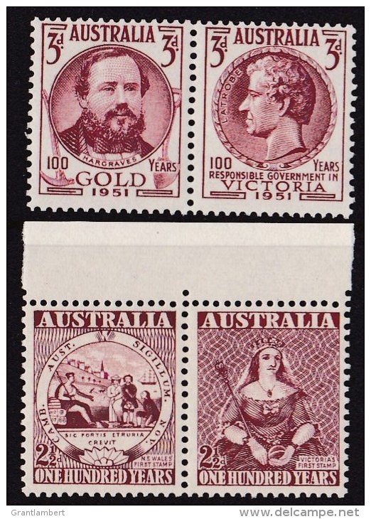 Australia 1950 First Stamps Pair &amp; 1951 Gold Pair MNH - Nuevos