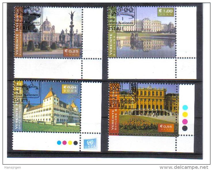 ESS442 UNO WIEN 2003/04 MICHL  387/88 + 396 + 410 MIT TABS Used / Gestempelt - Used Stamps