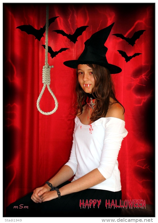 Halloween Vampir Dracula Hexe Witch Fledermaus Bat Bondage 3 Fotokarten Von MSm - Halloween