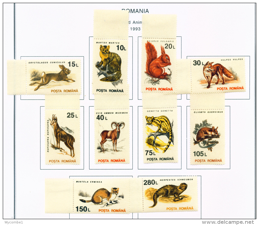 ROMANIA - 1993  Mammals  Mounted Mint - Unused Stamps