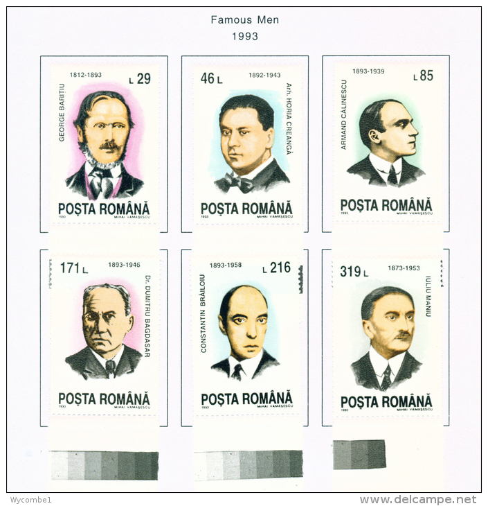 ROMANIA - 1993  Anniversaries  Mounted Mint - Nuovi