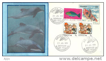 AUSTRALIE. Whale Watching, Shark Bay, Enveloppe Souvenir Denham  (Western-Australia) - Baleines