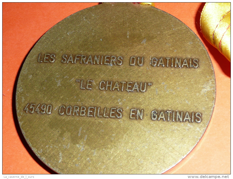 Confrérie, Rare Médaille En Bronze, Les Safraniers Du Gatinais "Crocus D'Or", Corbeilles En Gatinais 45490 - Professionals/Firms