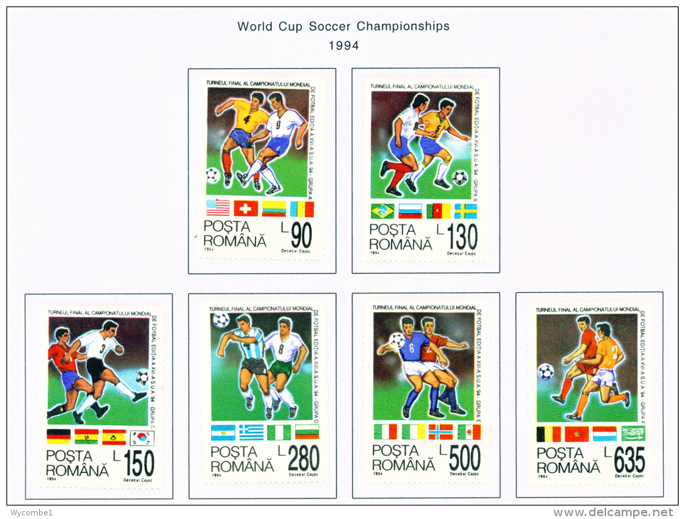 ROMANIA - 1994  Football World Cup  Mounted Mint - Unused Stamps