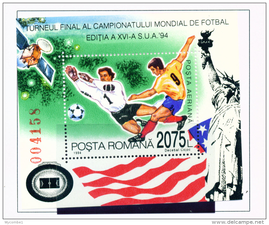 ROMANIA - 1994  Football World Cup Miniature Sheet  Unmounted Mint - Ongebruikt