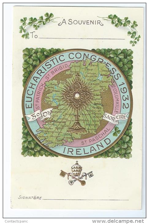 DUBLIN  ( Irnande )  -  Congrès Eucharistique De 1932  Très Belle Carte Gaufrée ) - Autres & Non Classés