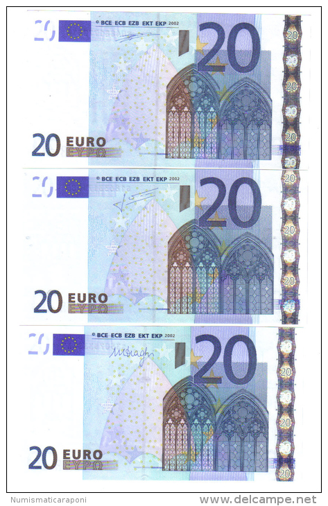 20 € ITALIA DUISENBERG TRICHET DRAGHI UNC S J003C1 + J014A6 + J033GA Cod.€.037 - 20 Euro