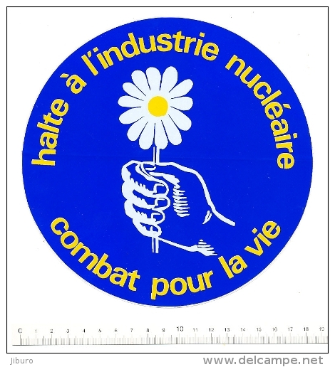 Autocollant Sticker De 18 Cm / Halte à L'industrie Nucléaire / Fleur Marguerite  // ADH 21/4 - Adesivi